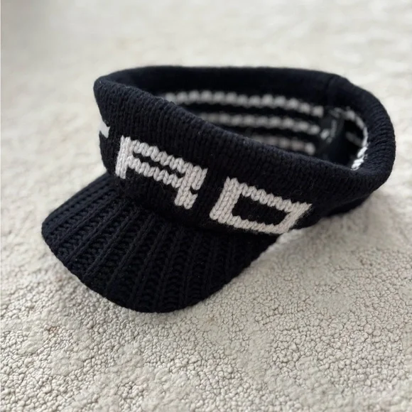 Etro logo knitted black white winter visor hat new without tags - Picture 2 of 6